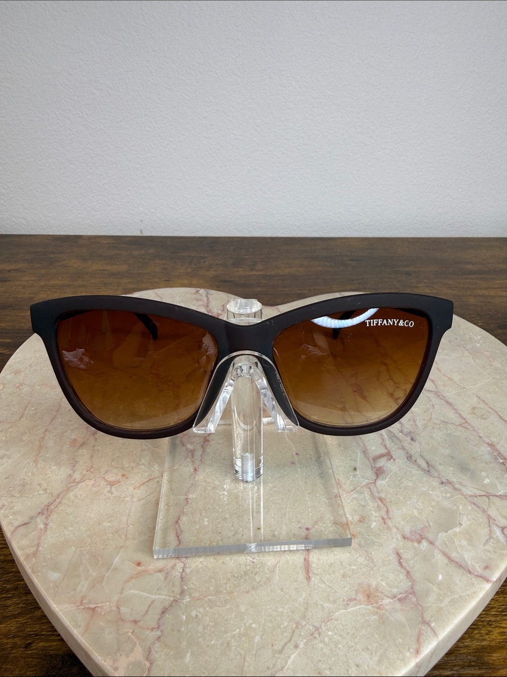 Tiffany & Co. Black Frame with Brown Gradient Lenses Cat-Eye Sunglasses